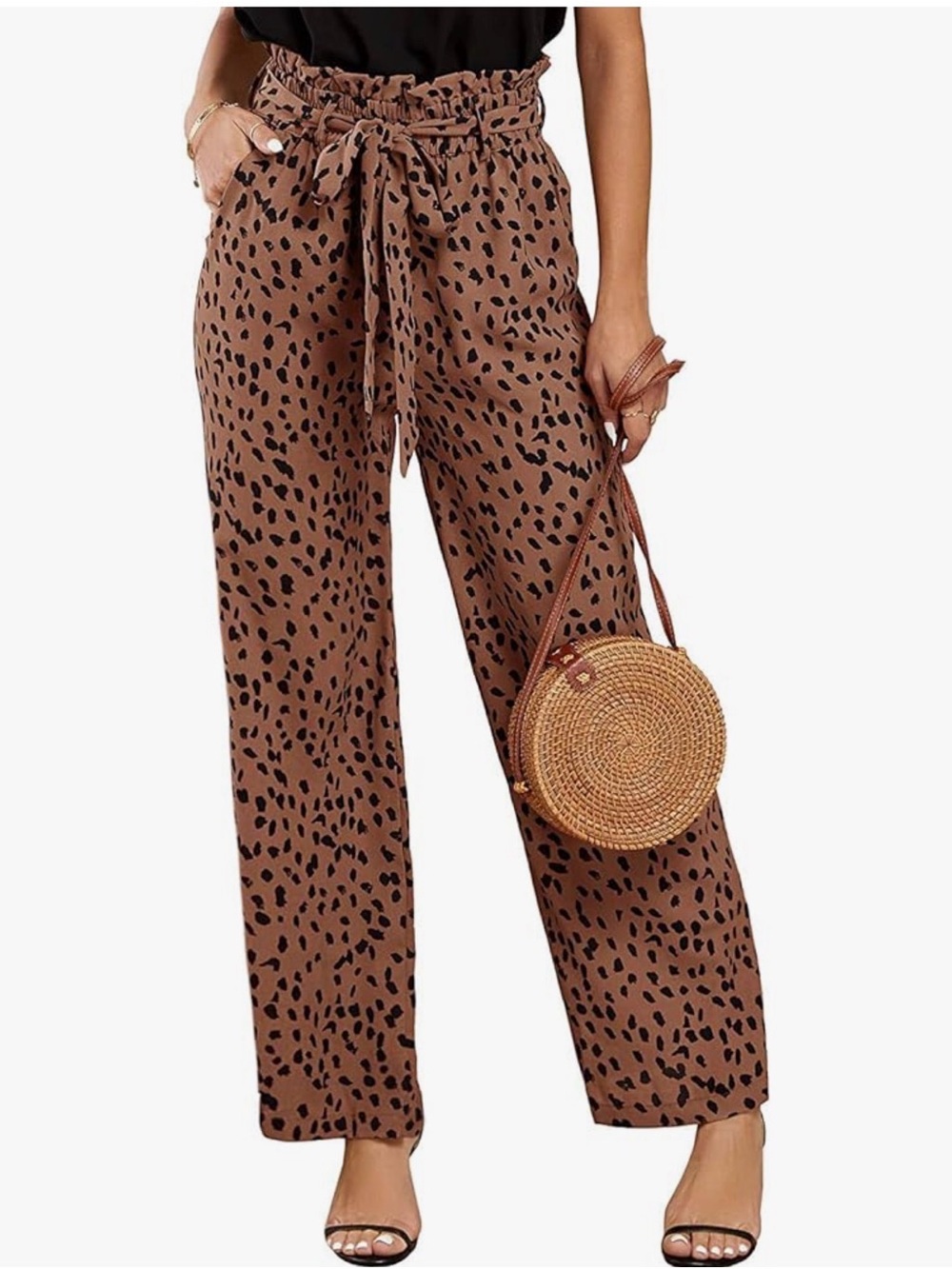 Sysea high waist, paper bag, leopard pants